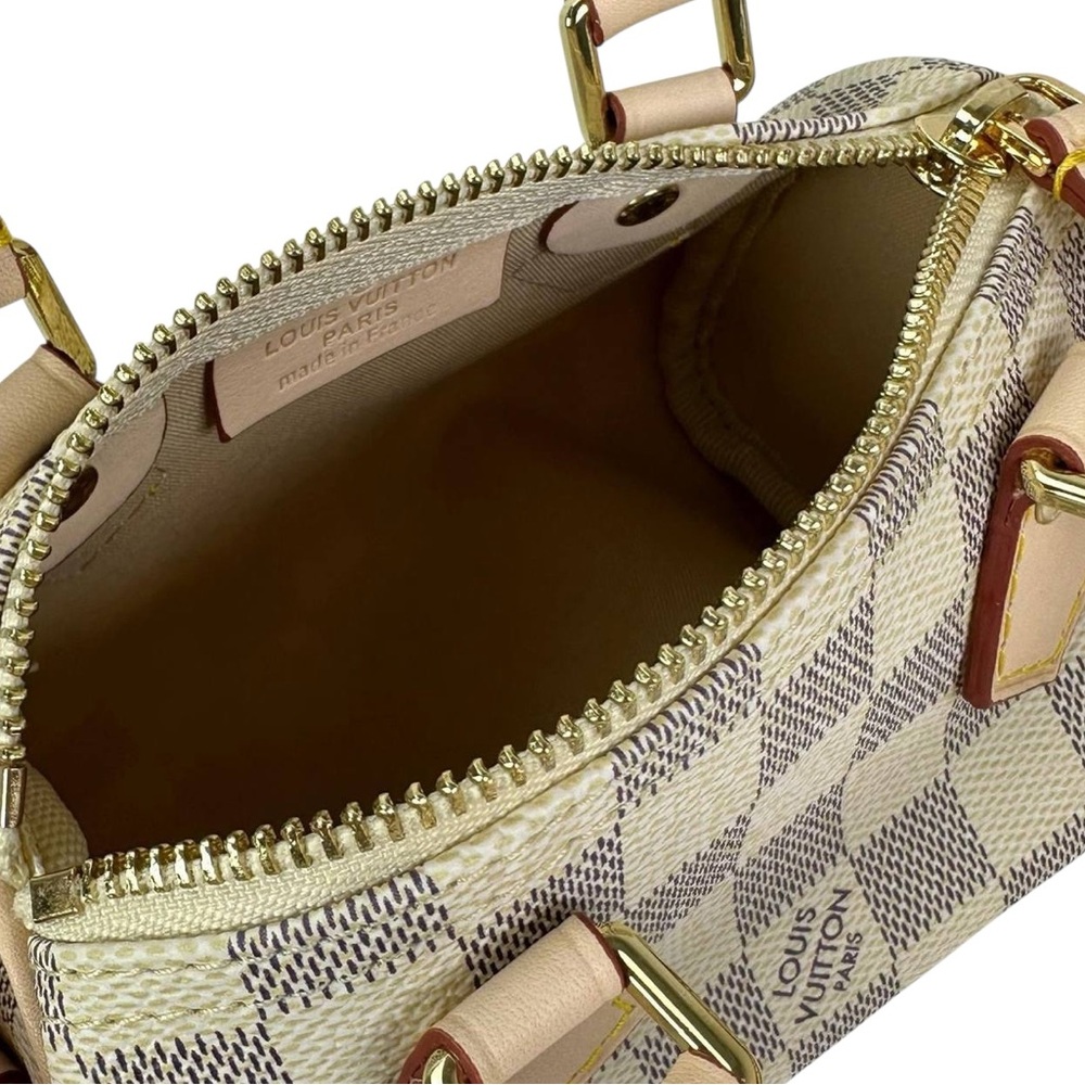 🆕 Louis Vuitton Style Mini Speedy Bandoulière 20 Monogram Strap Beige 🆕 - Picture 5 of 7